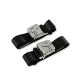 Scott Drake Seat Belt with Tri-Bar Running Horse Emblem Pair Black - SB-BK-H