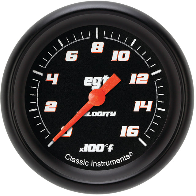 Classic Instruments Velocity Black 2-5/8" Exhaust Gas Tempature Gauge - VS398BBPF