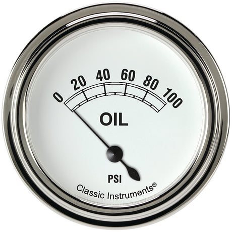Classic Instruments Classic White 2 5/8" Oil Pressure Gauge - CW281SLF