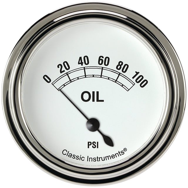 Classic Instruments Classic White 2 5/8" Oil Pressure Gauge - CW281SLF