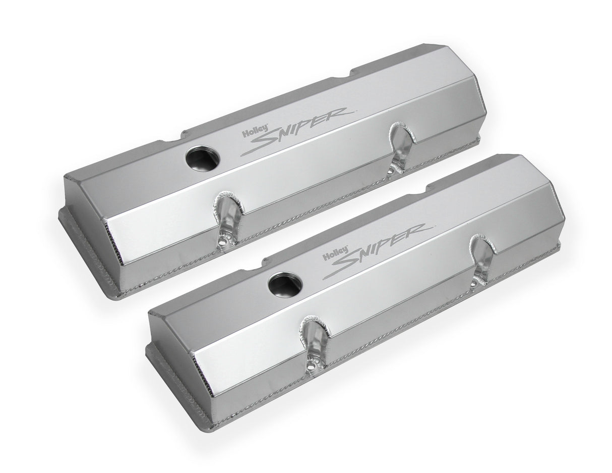 Holley 890010 Sniper Valve Cover - Fabricated Aluminum - SBC - Perim Bolt - Flat - Anodized