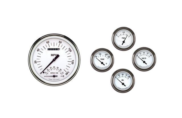 Classic Instruments 1961 - 1966 Ford Econonline Van Gauge Set White Hot - FV61WH65