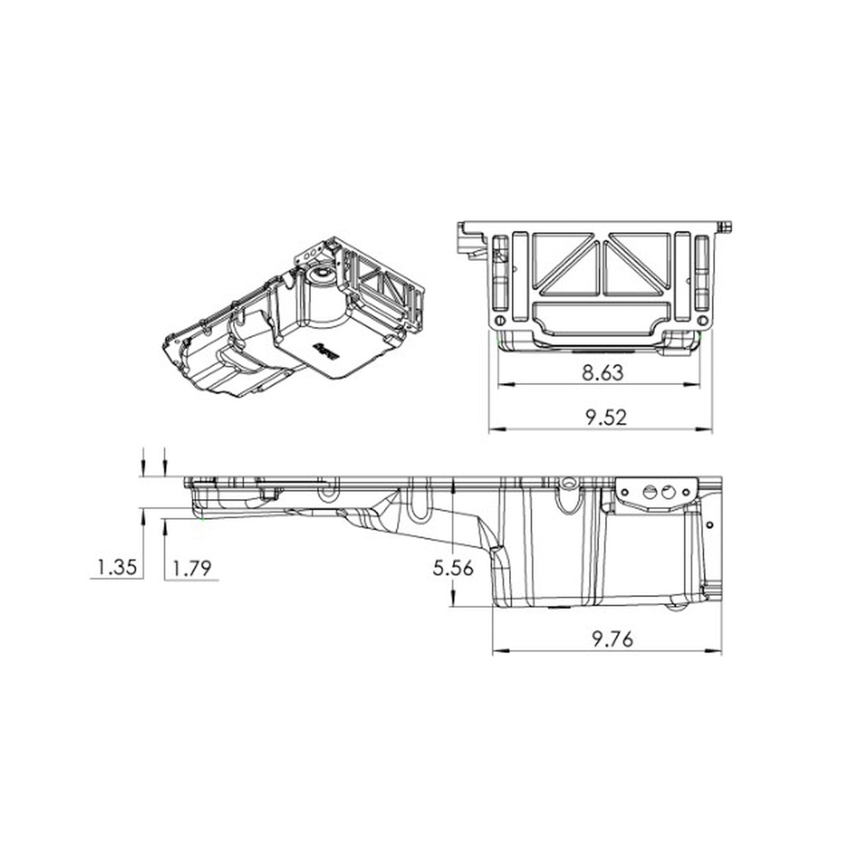 Holley 302-22 GM Gen V LT Swap Oil Pan - Drag Race - As Cast with Turbo Oil Return