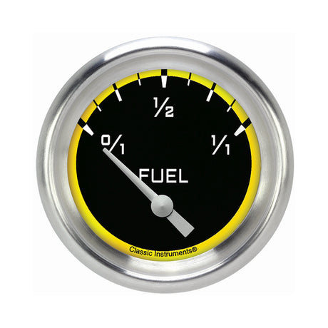 Classic Instruments Autocross Yellow 2 5/8" Fuel Gauge, 75-10 ohm - AX211YAPF