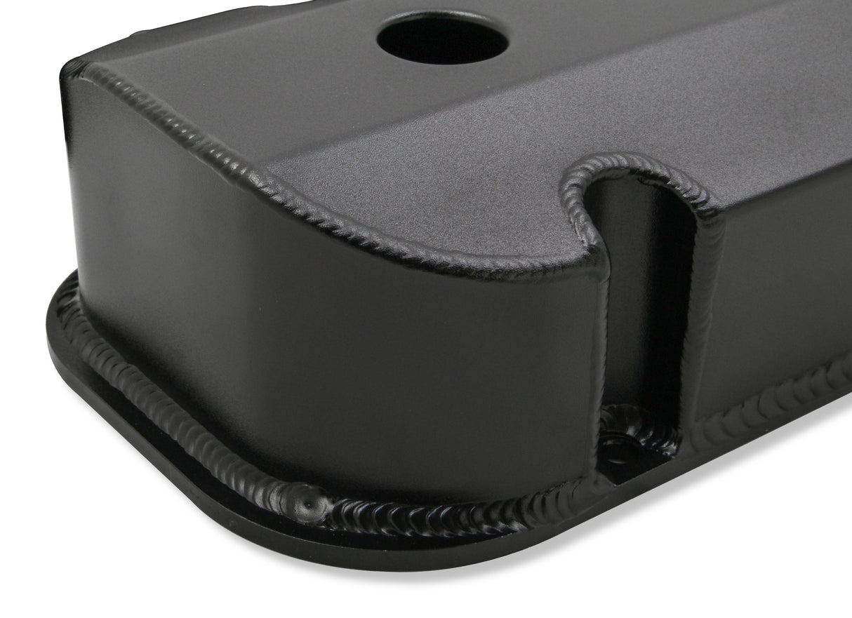 Holley 241-281 GM Licensed Valve Cover - Track Series - BBC - Fabricated Aluminum - Short Bolt - Black