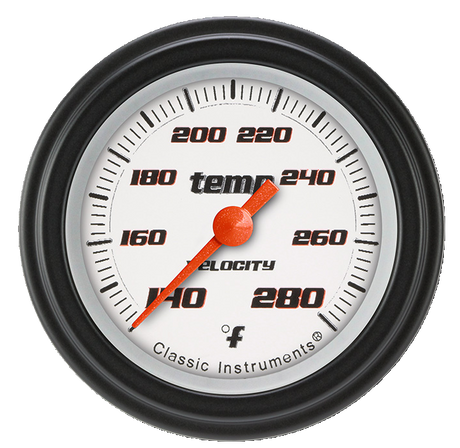 Classic Instruments Velocity White 2 1/8" Full Sweep Water Temperature Gauge - VS126WBLF-04