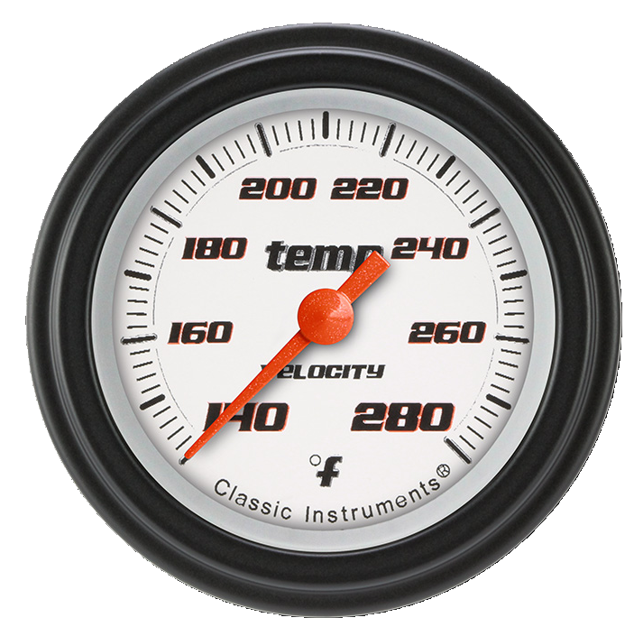Classic Instruments Velocity White 2 1/8" Full Sweep Water Temperature Gauge - VS126WBLF-06