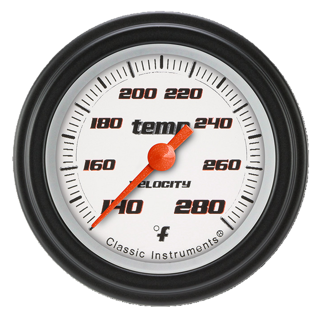Classic Instruments Velocity White 2 1/8" Full Sweep Water Temperature Gauge - VS126WBLF-06