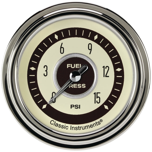 Classic Instruments Nostalgia VT 2-5/8" Fuel Pressure Gauge (15 PSI) - NT345SLC