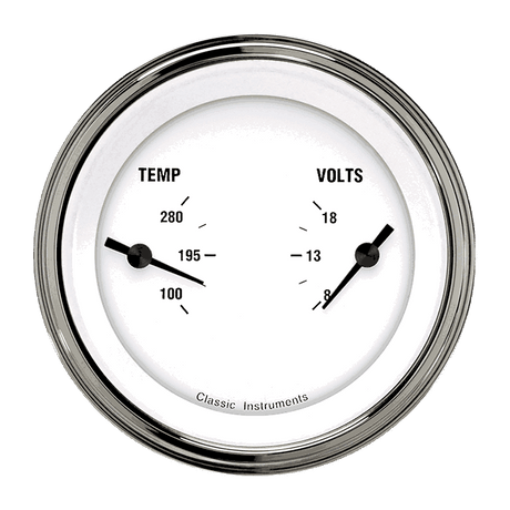 Classic Instruments WHITE HOT 3IN DUAL - TEMP & VOLT - WH74SLC