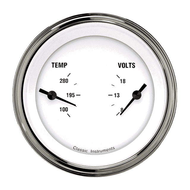 Classic Instruments WHITE HOT 3IN DUAL - TEMP & VOLT - WH74SLC