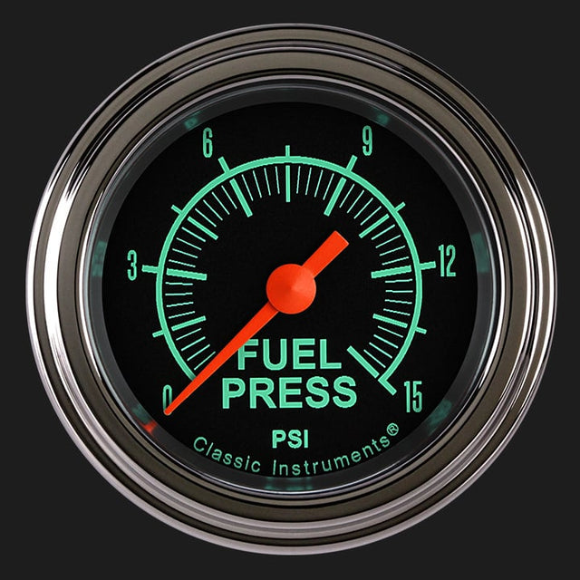 Classic Instruments G/Stock 2 1/8" Fuel Pressure Gauge, 15 psi - GS145SLF