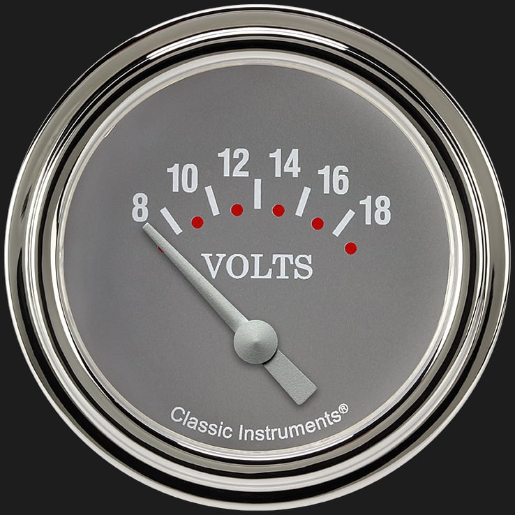 Classic Instruments Silver Gray 2 5/8" Volt Gauge - SG230SLF