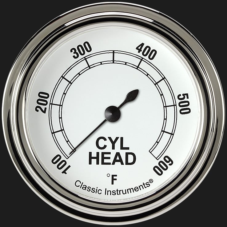 Classic Instruments Classic White 2 5/8" Cylinder Head Temp. Gauge - CW397SLF
