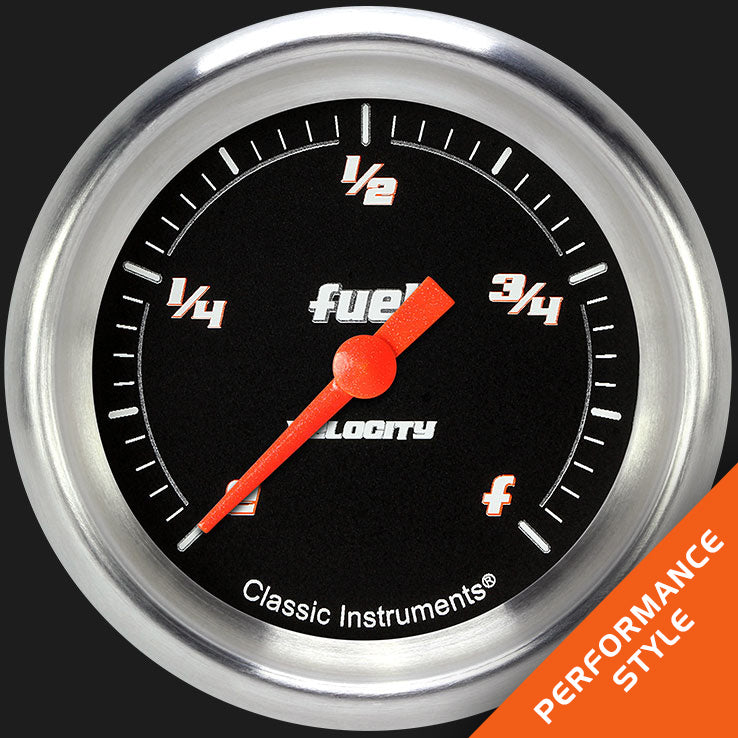 Classic Instruments Velocity Black 2 5/8" Fuel Gauge - VS309BAPF