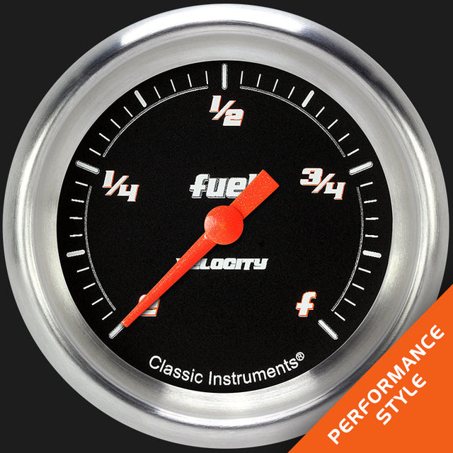 Classic Instruments Velocity Black 2 5/8" Fuel Gauge - VS309BAPF