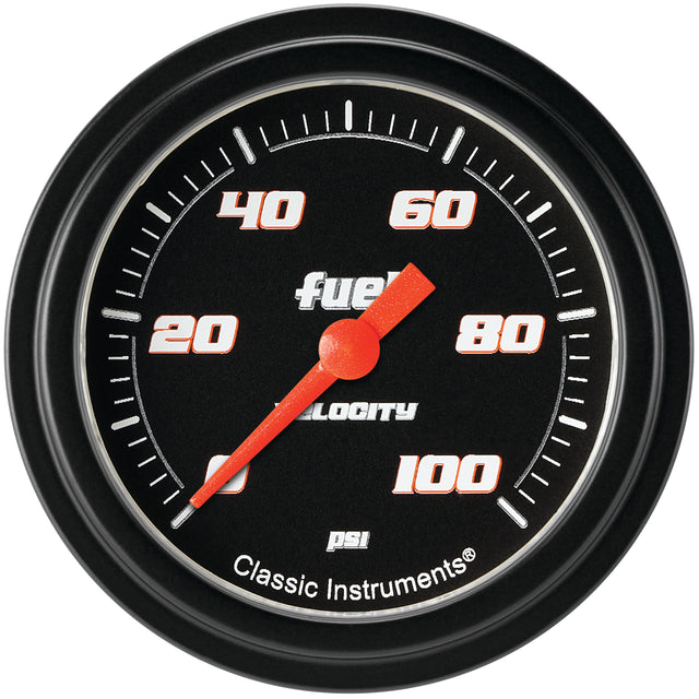 Classic Instruments Velocity Black 2-5/8" Fuel Pressure Gauge (100 PSI) - VS346BBLF