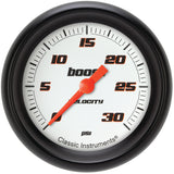 Classic Instruments Velocity White 2-5/8" Boost Gauge (30 PSI) - VS342WBPF