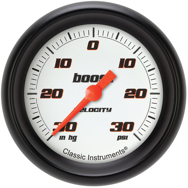Classic Instruments Velocity White 2-5/8" Boost/Vac Gauge - VS341WBPF