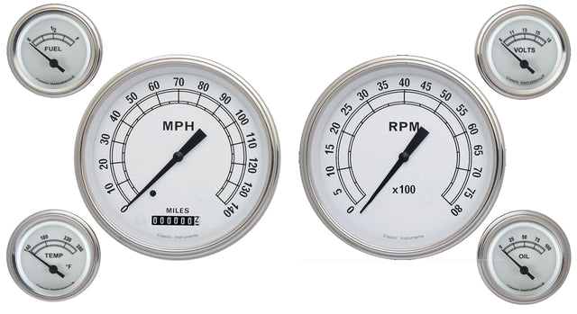 Classic Instruments CLASSIC WHITE 5IN SPEED, 5IN TACH, 2IN FTVO-G - CW51SLC