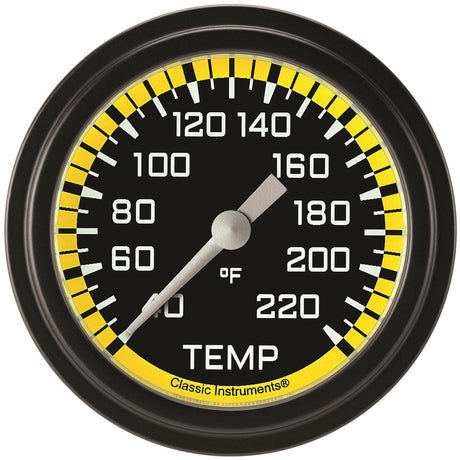 Classic Instruments Autocross Yellow 2 5/8" Stock Eliminator Temp. Gauge - AX329YBLF