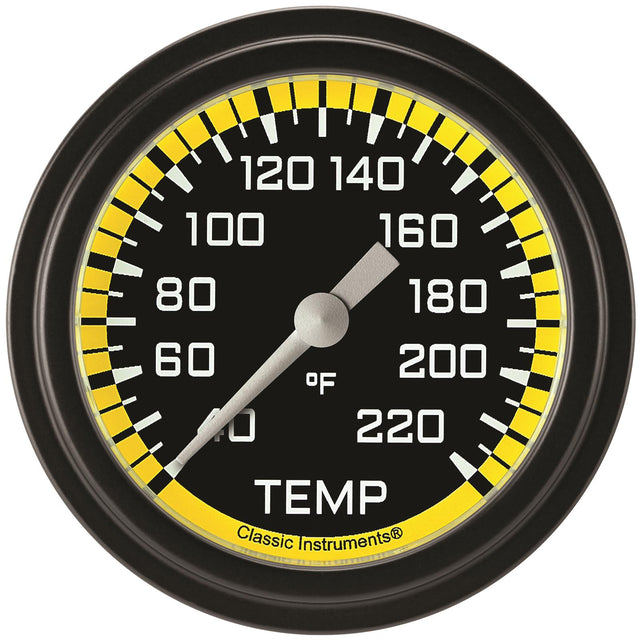Classic Instruments Autocross Yellow 2 5/8" Stock Eliminator Temp. Gauge - AX329YBLF