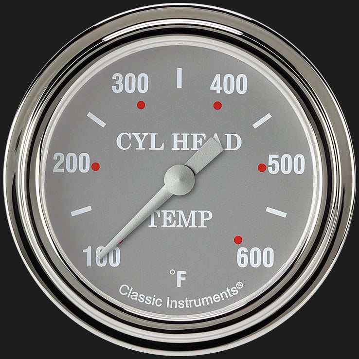 Classic Instruments Silver Gray 2 5/8" Cylinder Head Temp. Gauge - SG397SLF