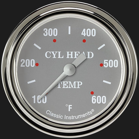Classic Instruments Silver Gray 2 5/8" Cylinder Head Temp. Gauge - SG397SLF