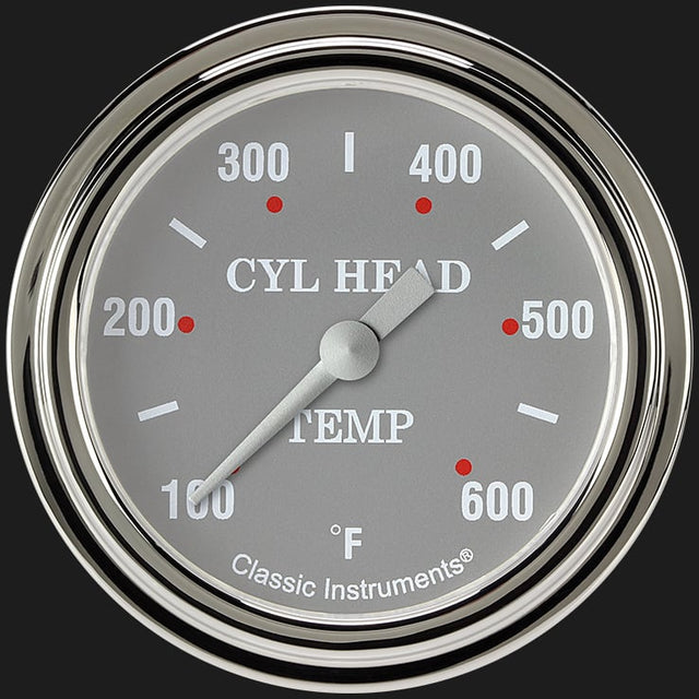 Classic Instruments Silver Gray 2 5/8" Cylinder Head Temp. Gauge - SG397SLF