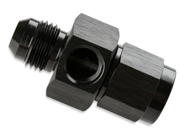 Mr Gasket - 6 AN Male-Female Fuel Pressure Gauge Adapter w/1/8'' NPT Port-Black - 400199-BL