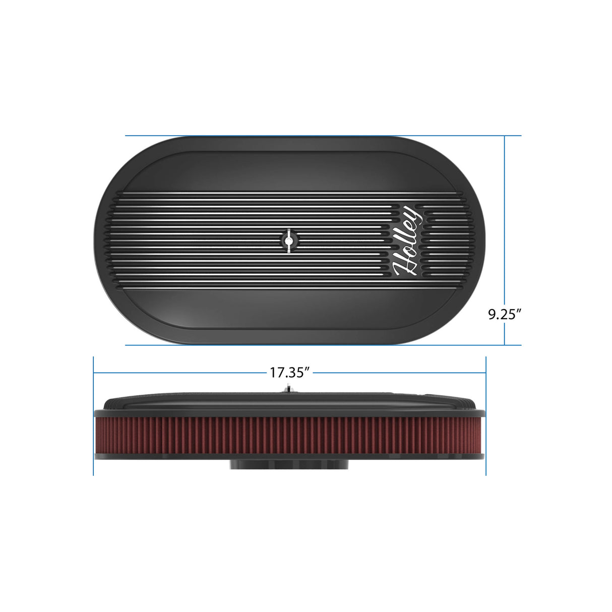 Holley 120-402 Vintage Series Oval Air Cleaner - Satin Black Machined