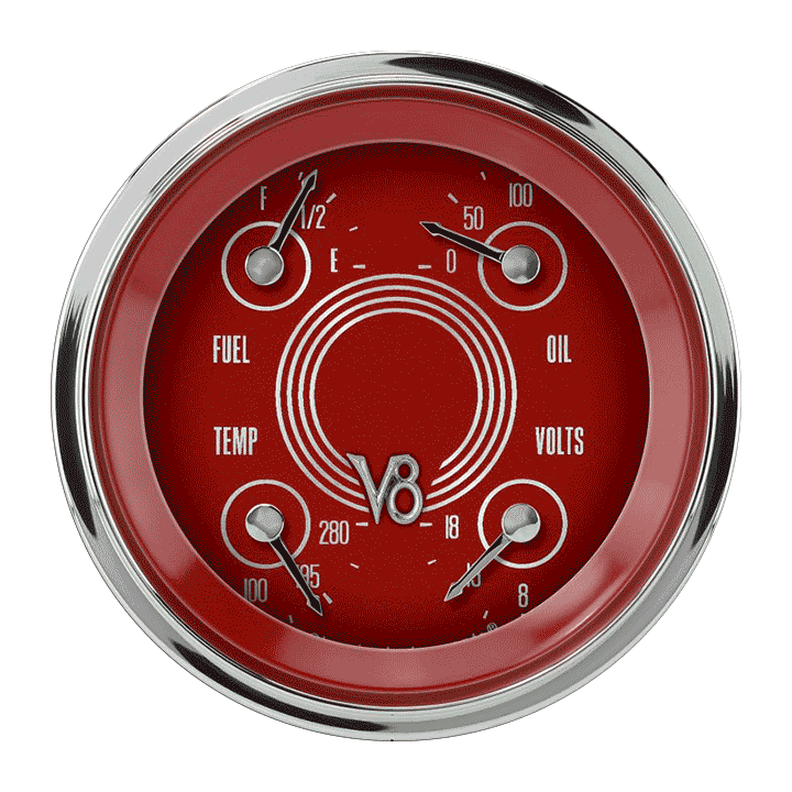 Classic Instruments V8 Red Steelie 3 3/8" Quad - V8RS79SHC