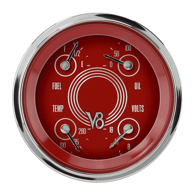 Classic Instruments V8 RED STEELIE 3IN QUAD 0-30 - V8RS77SLF