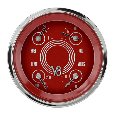 Classic Instruments V8 Red Steelie 3 3/8" Quad - V8RS76SHC