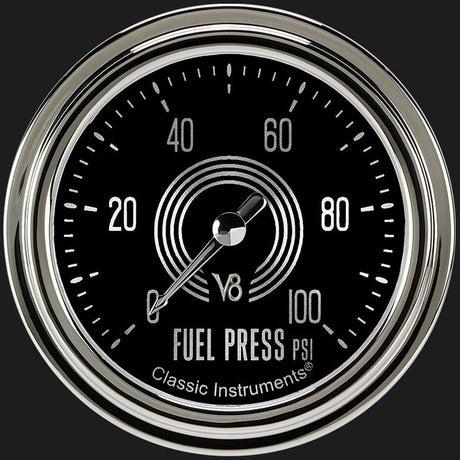 Classic Instruments V8 Speedster 2 5/8" Fuel Pressure Gauge, 100 psi - V8SR346SLC