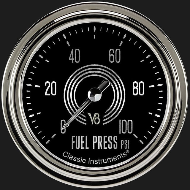 Classic Instruments V8 Speedster 2 5/8" Fuel Pressure Gauge, 100 psi - V8SR346SLC