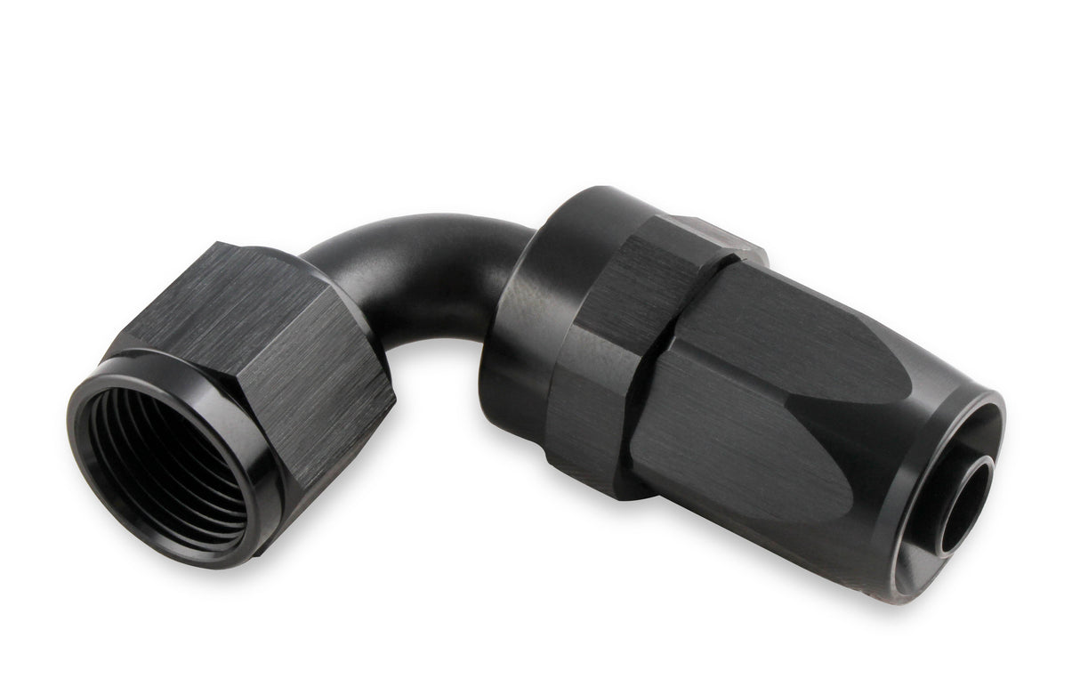 Mr Gasket -8 AN 90 Degree Swivel Hose End - Black - 229008-BL