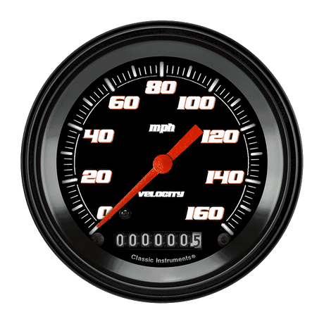 Classic Instruments Velocity Black 3 3/8" Speedometer - VS55BBLF