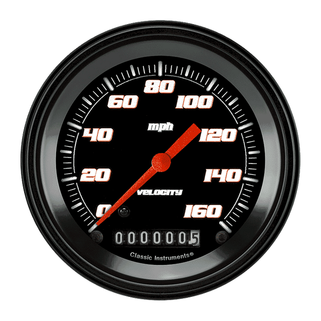 Classic Instruments Velocity Black 3 3/8" Speedometer - VS55BBLF