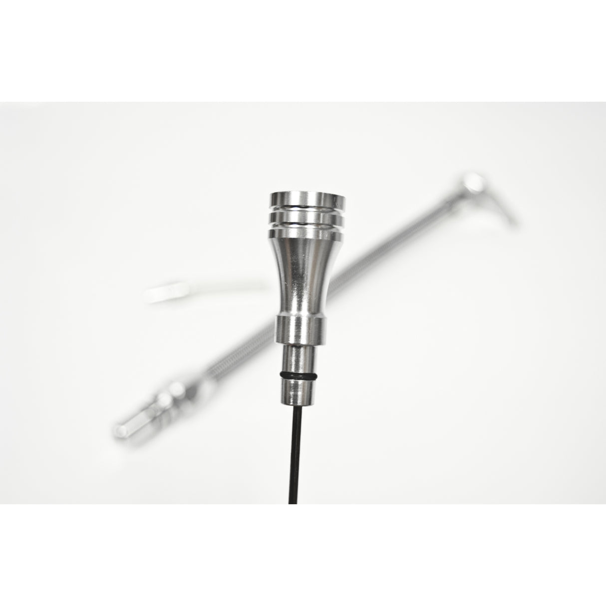 B&M Auto Transmission Dipstick & Tube - Billet Aluminum/Stainless Steel Braided - 22166