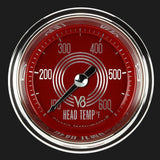 Classic Instruments V8 Red Steelie 2 1/8" Cylinder Head Temp. Gauge - V8RS197SHC