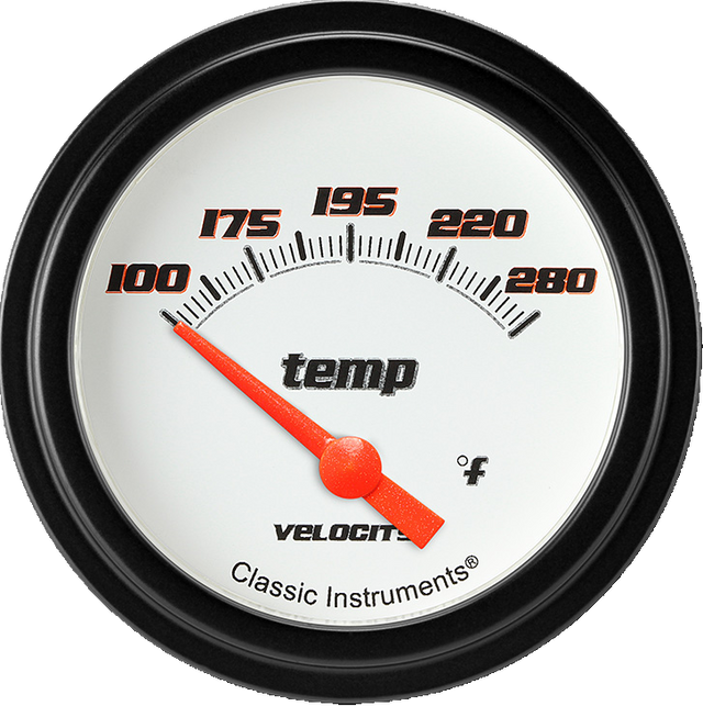 Classic Instruments Velocity White 2-5/8" Short Sweep Water Temp Gauge - VS226WBLF-08