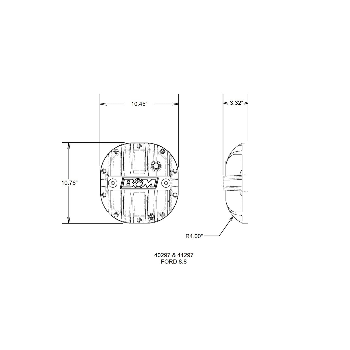 B&M Hi-Tek Aluminum Differential Cover for Ford 8.8-inch - Black - 41297