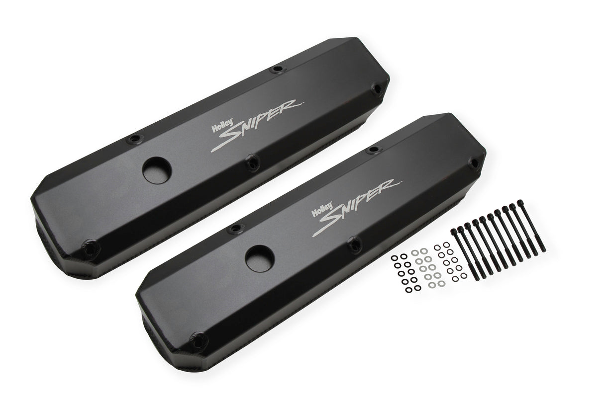 Holley 890003B Sniper Valve Cover - Fabricated Aluminum - Chrysler Small Block - Black Finish
