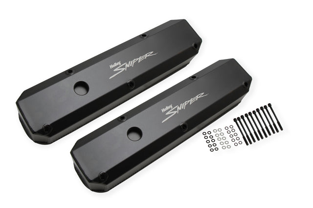 Holley 890003B Sniper Valve Cover - Fabricated Aluminum - Chrysler Small Block - Black Finish