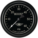 Classic Instruments Moal Bomber 2-5/8" Boost Gauge (60 PSI) - MA343BLF