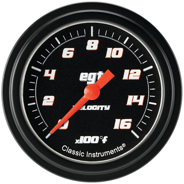 Classic Instruments Velocity Black 2-5/8" Exhaust Gas Tempature Gauge - VS398BBLF