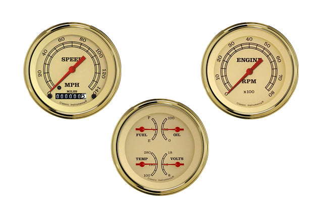 Classic Instruments VINTAGE 3IN SPEEDO/QUAD/TACH-GM - VT03GLF