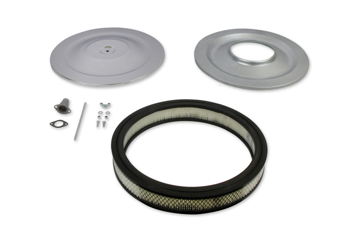 Mr Gasket Air Cleaner - 14 Inch Diameter x 2-1/4 Inch Tall - Chrome - 1480