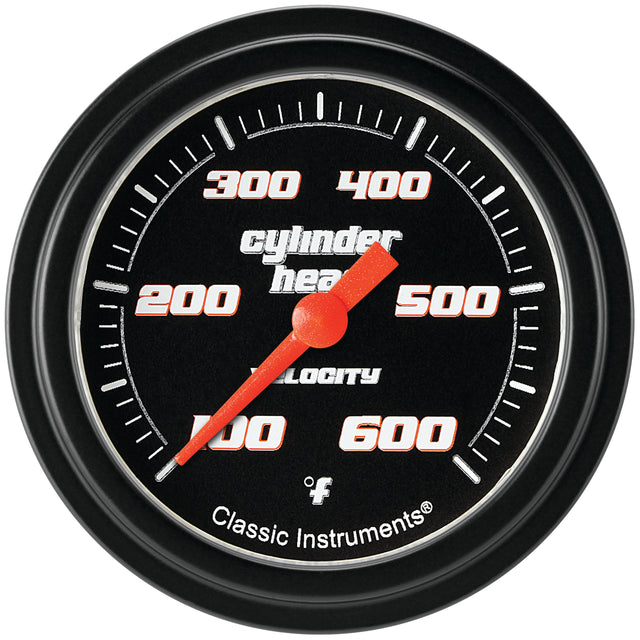 Classic Instruments Velocity Black 2-5/8" Cylinder Head Tempature Gauge - VS397BBLF